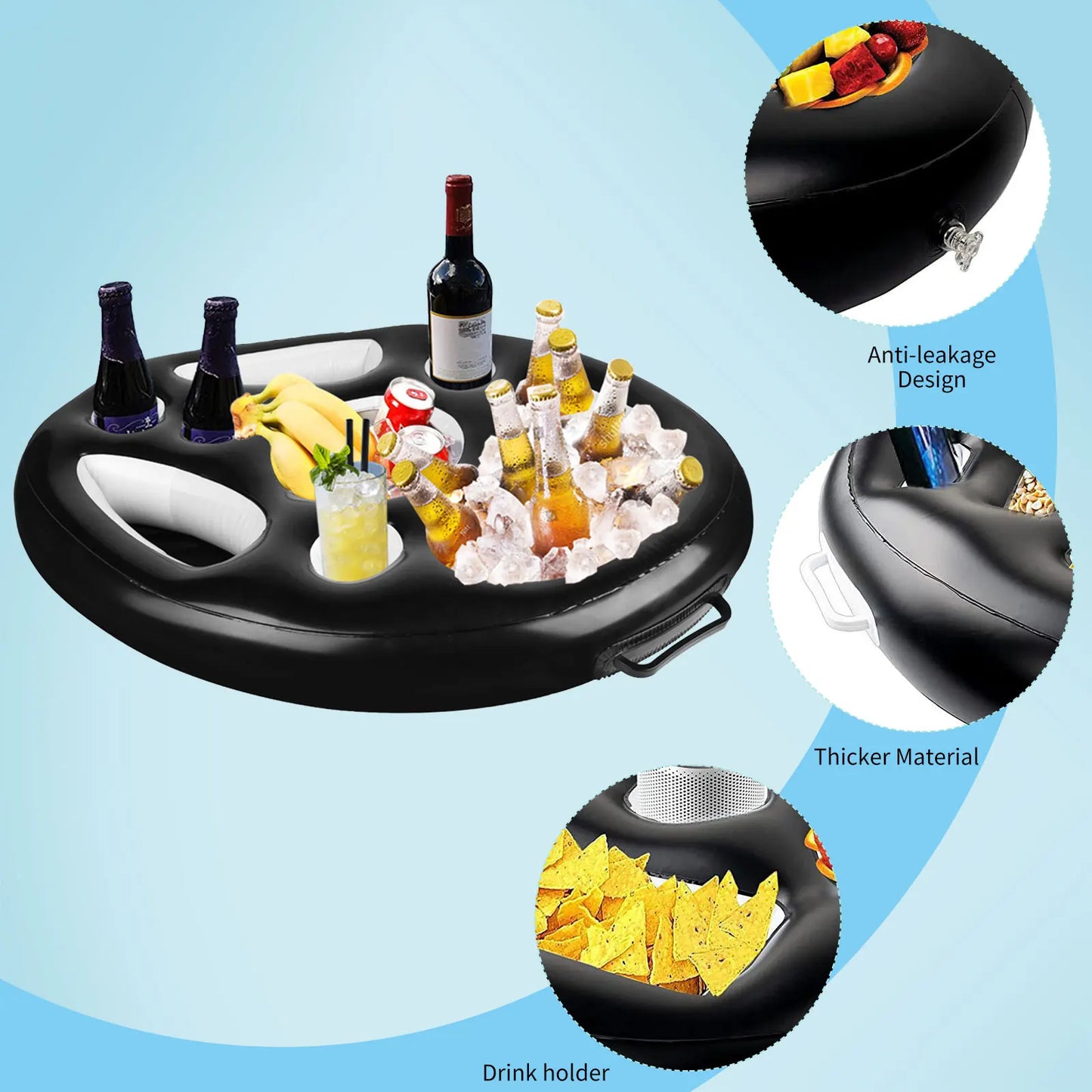 Floating Inflatable Water Sports Table Food Drink Party Bucket Cup Holder