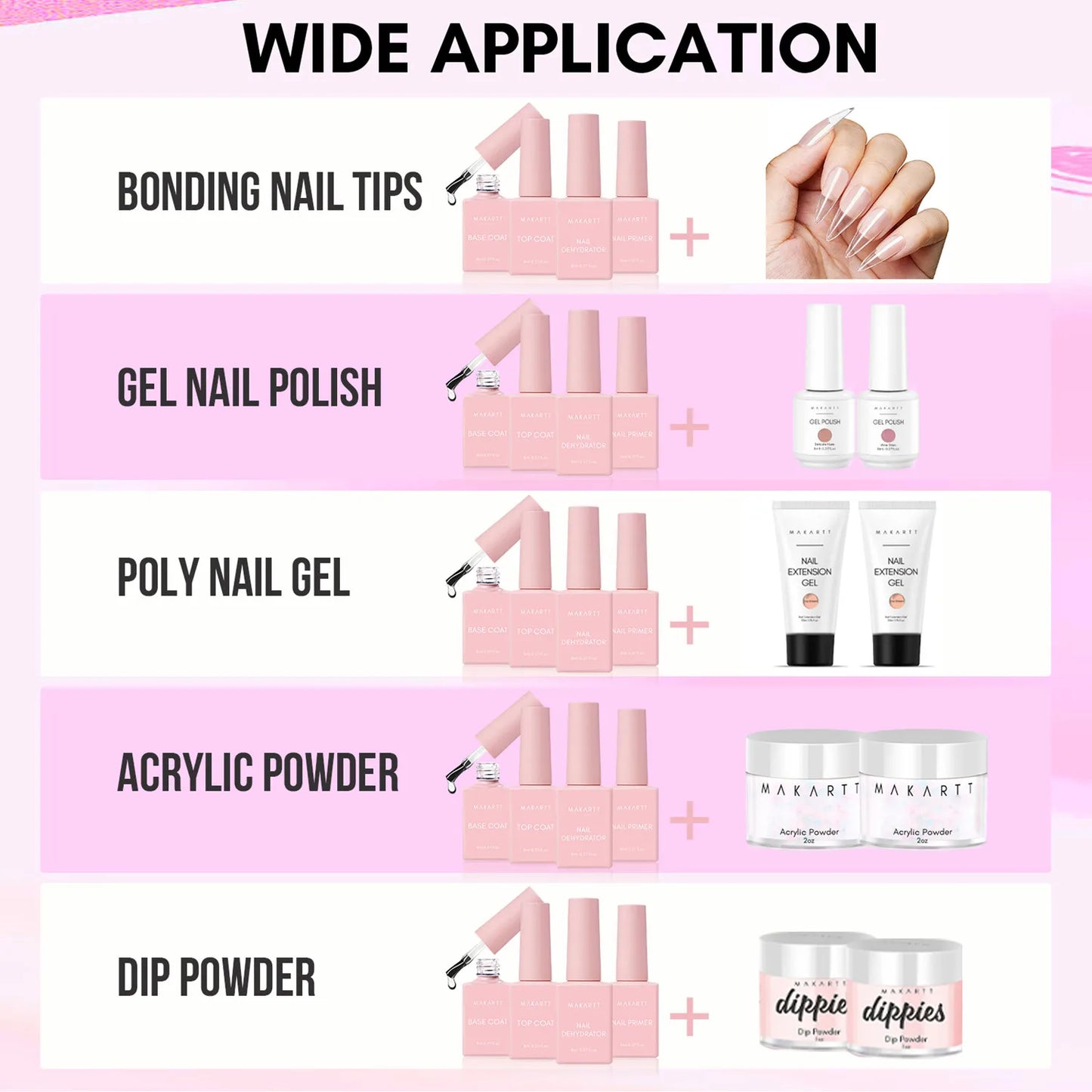 4pcs Gel Base and Top Coat Nail Dehydrator and Primer Kit for Gel Nail Polish Acrylic Powder