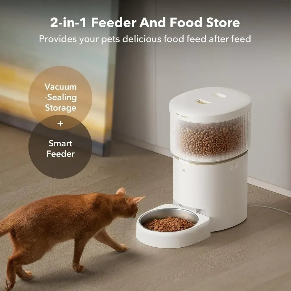 Vacuum-Sealed Automatic Cat Feeder With 187mm Large Food Tray for Cat & Dog