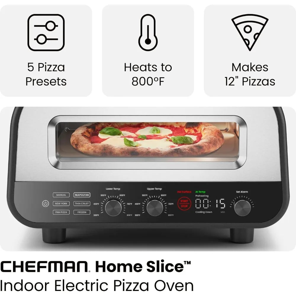 Indoor Pizza Oven - Makes 12 Inch Pizzas in Minutes, Heats up to 800°F - Countertop with 5 Touchscreen