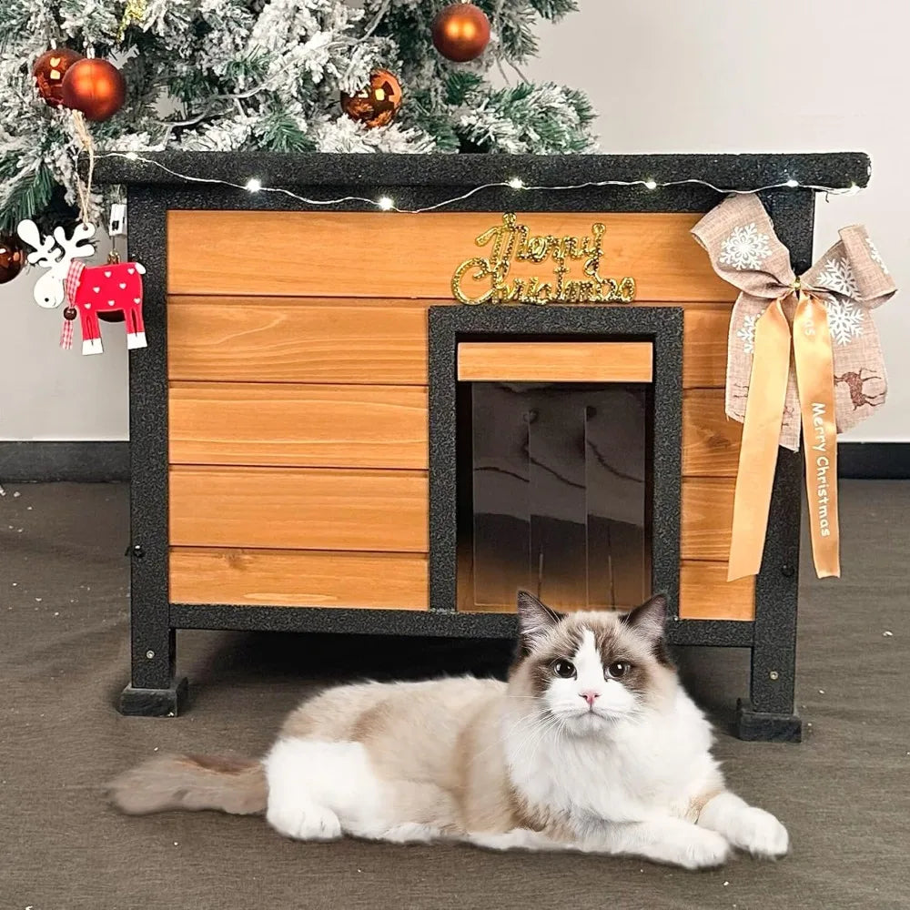 Indoor and Outdoor Wooden Cat House Rainproof