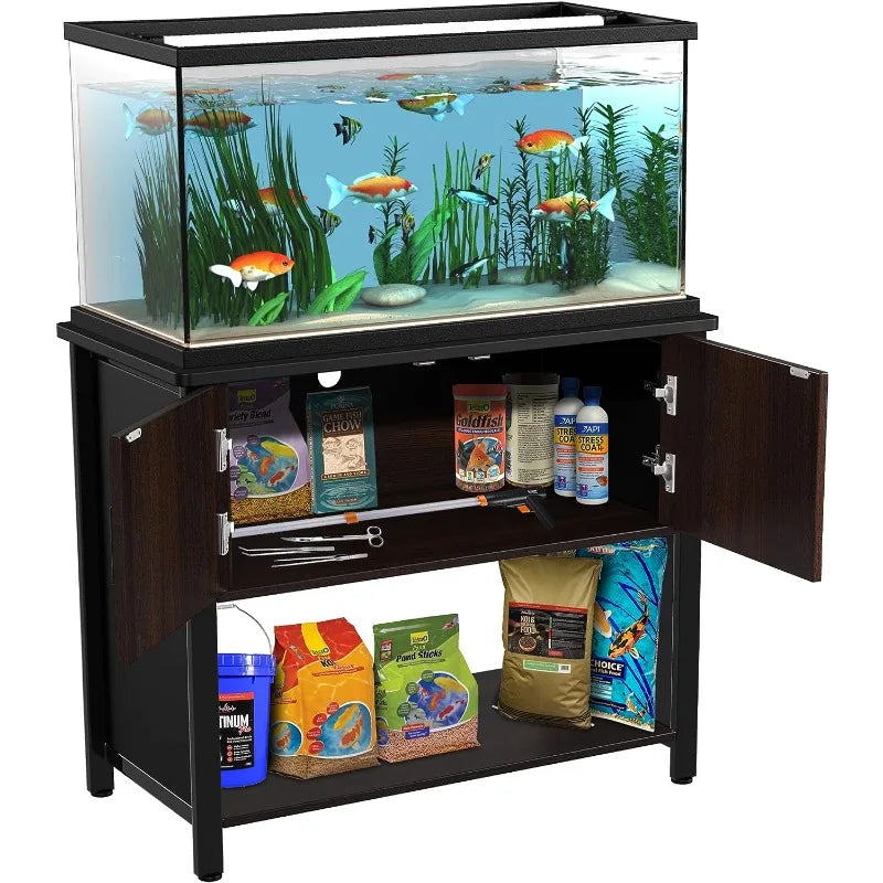 Metal Aquarium Stand with Cabinet for Fish Tank and Accessories Storage, 40 Gallon