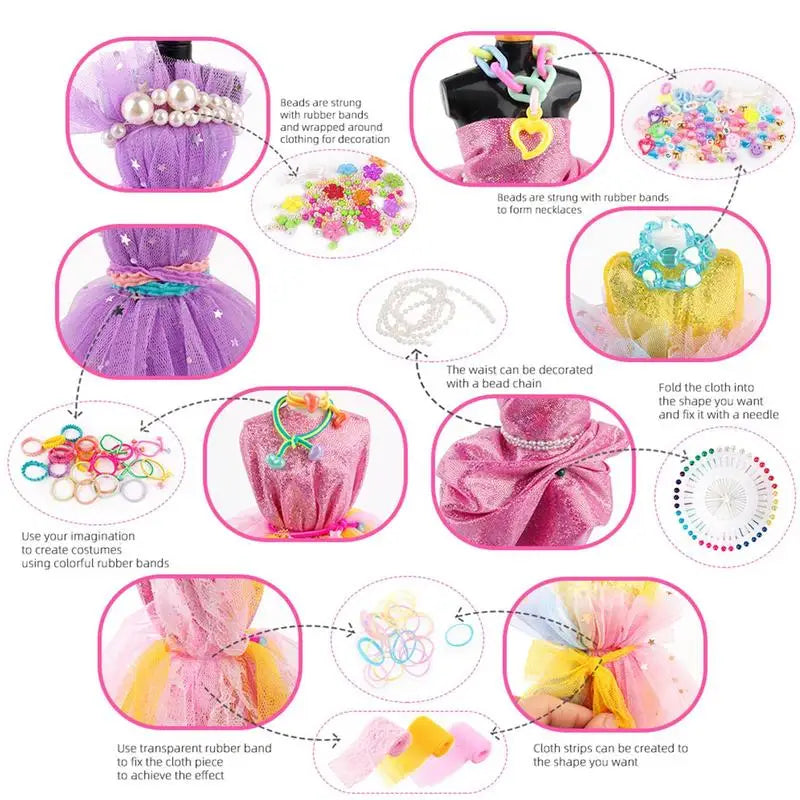 Mesh Cloth Girls Fashion Embroidery Kit Reusable