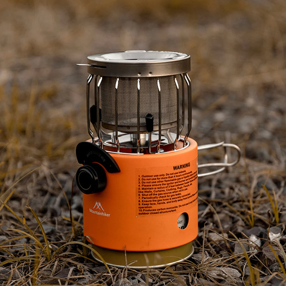 2 In 1 Portable Camping Stove Gas Heater Adjustable Burner for Ice Fishing Camping Hiking