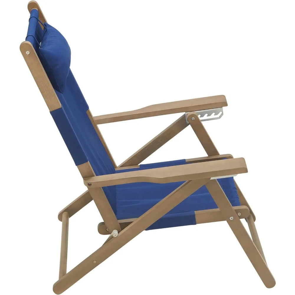 Weather-Resistant Wood Folding Chairs With Carry Straps and Reclining Seat