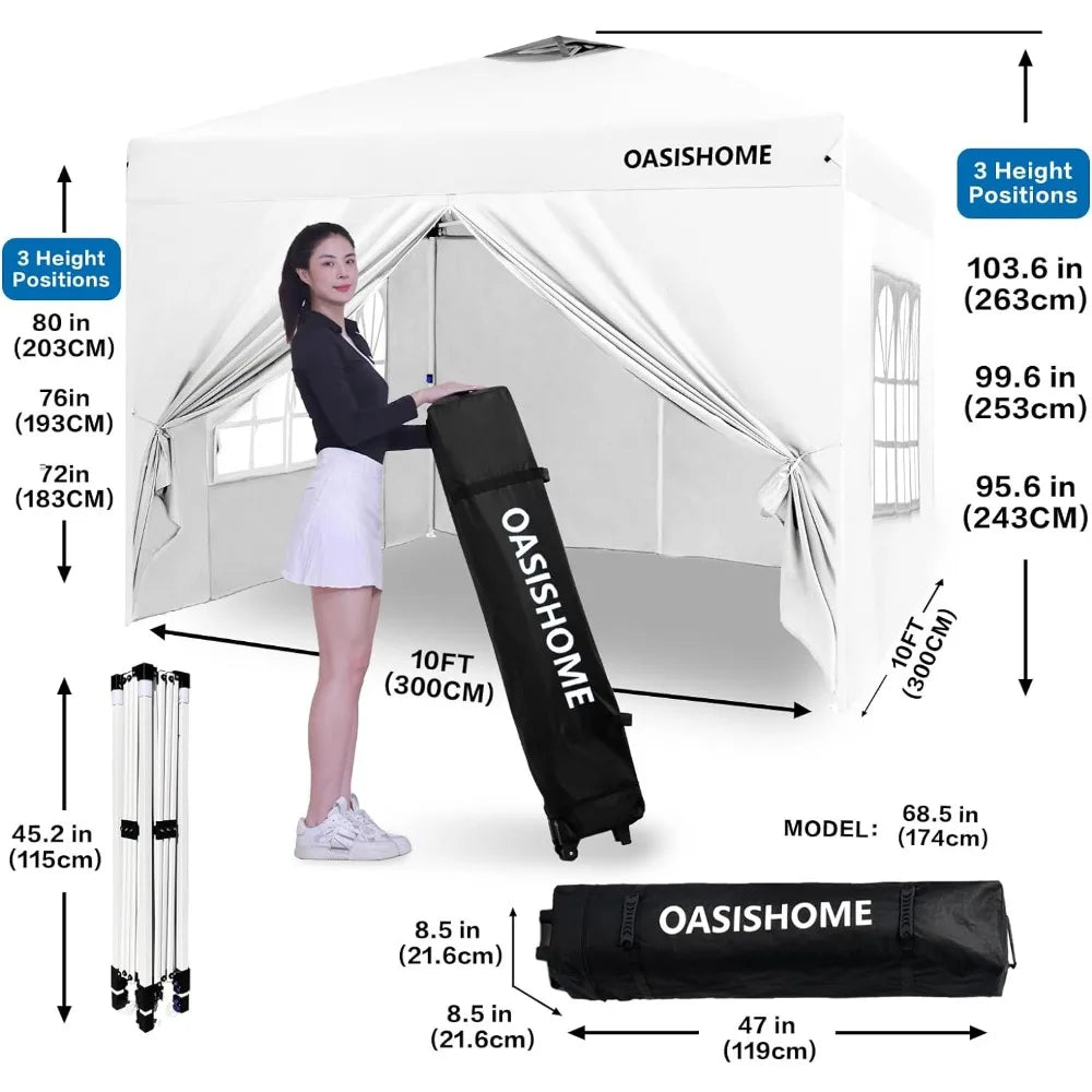 Instant Portable Canopy 10'x10'  With 4 Sidewalls Wheeled Bag