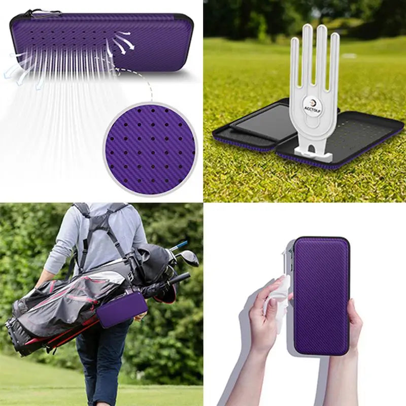 Golf Glove Holder Hard Case Organizer with Storage Slots for Phone Tees