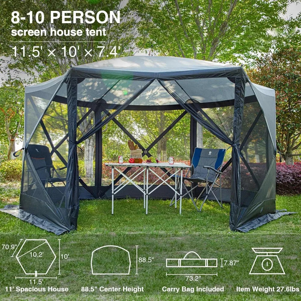 Backyard Awning Pop Up Gazebo 11.5 Ft for 8-10 Person With Netting