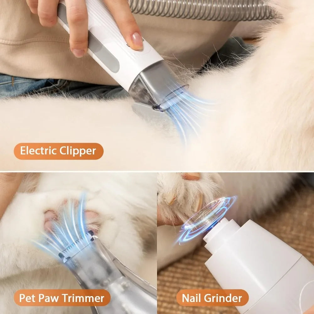 Pet Grooming Kit, Vacuum & Clippers Nail Grinder & Brush Low Noise