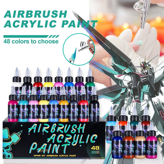 Airbrush Acrylic Paint for Nail Art Water Based 48 Colors