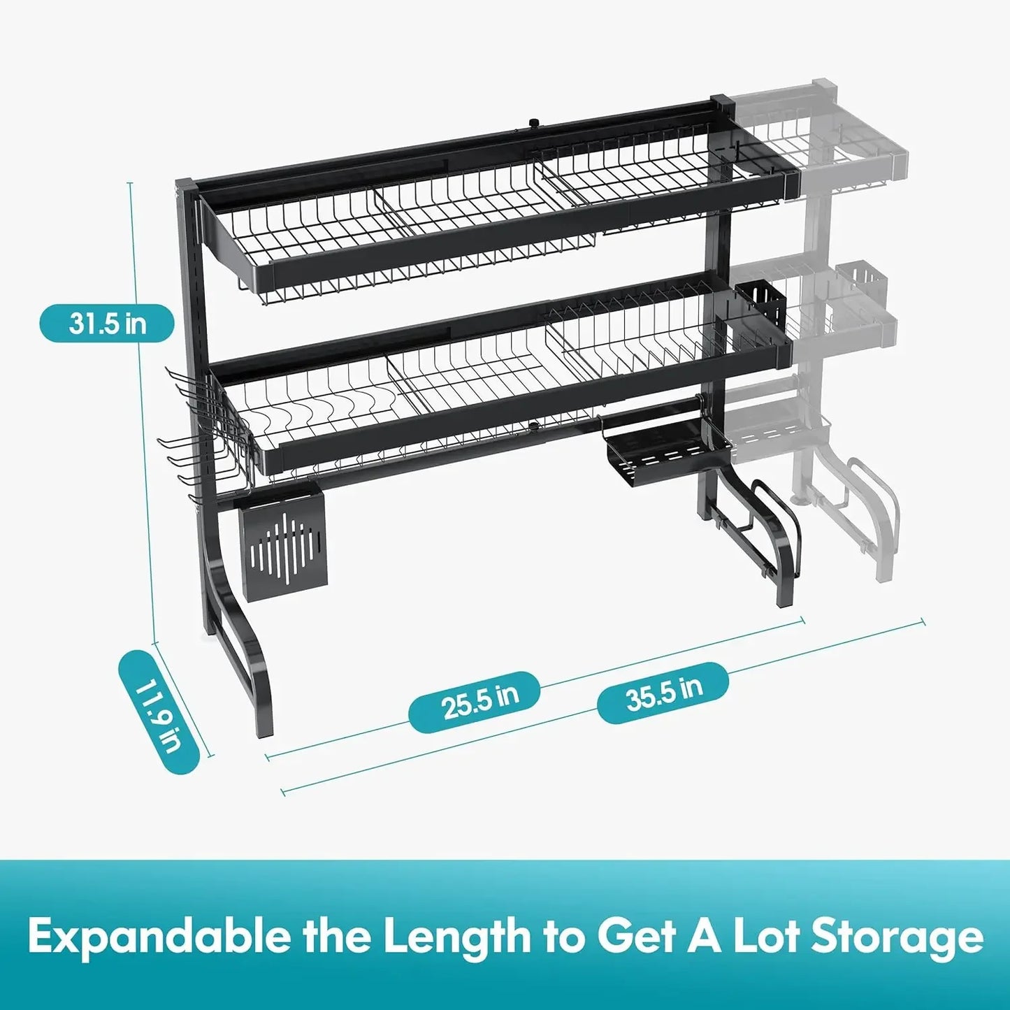 Expandable Over The Shelf Kitchen Organizer Dish Drying Rack