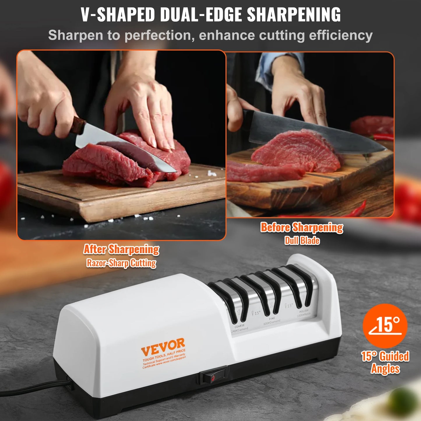 Electric Kitchen Knife Sharpener 3 Stages  for Quick Sharpening & Polishing  Professional