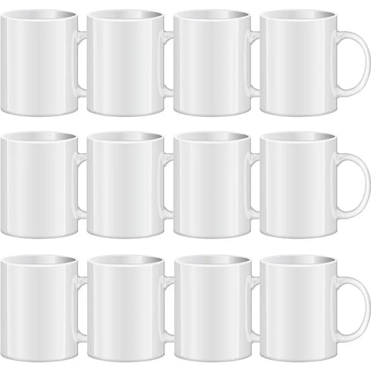 Blank White Ceramic Sublimation Cups Bulk  11 oz Set of 12