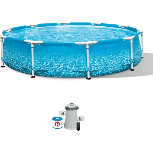 10 Ft x 30 Inch Steel Frame Above Ground Swimming Pool with Filter Pump