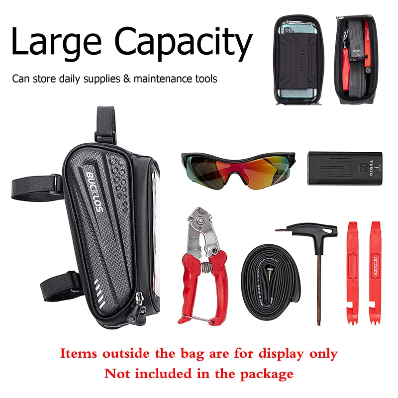 Large Capacity Waterproof Bicycle Bag  Touch Screen Hard Shell