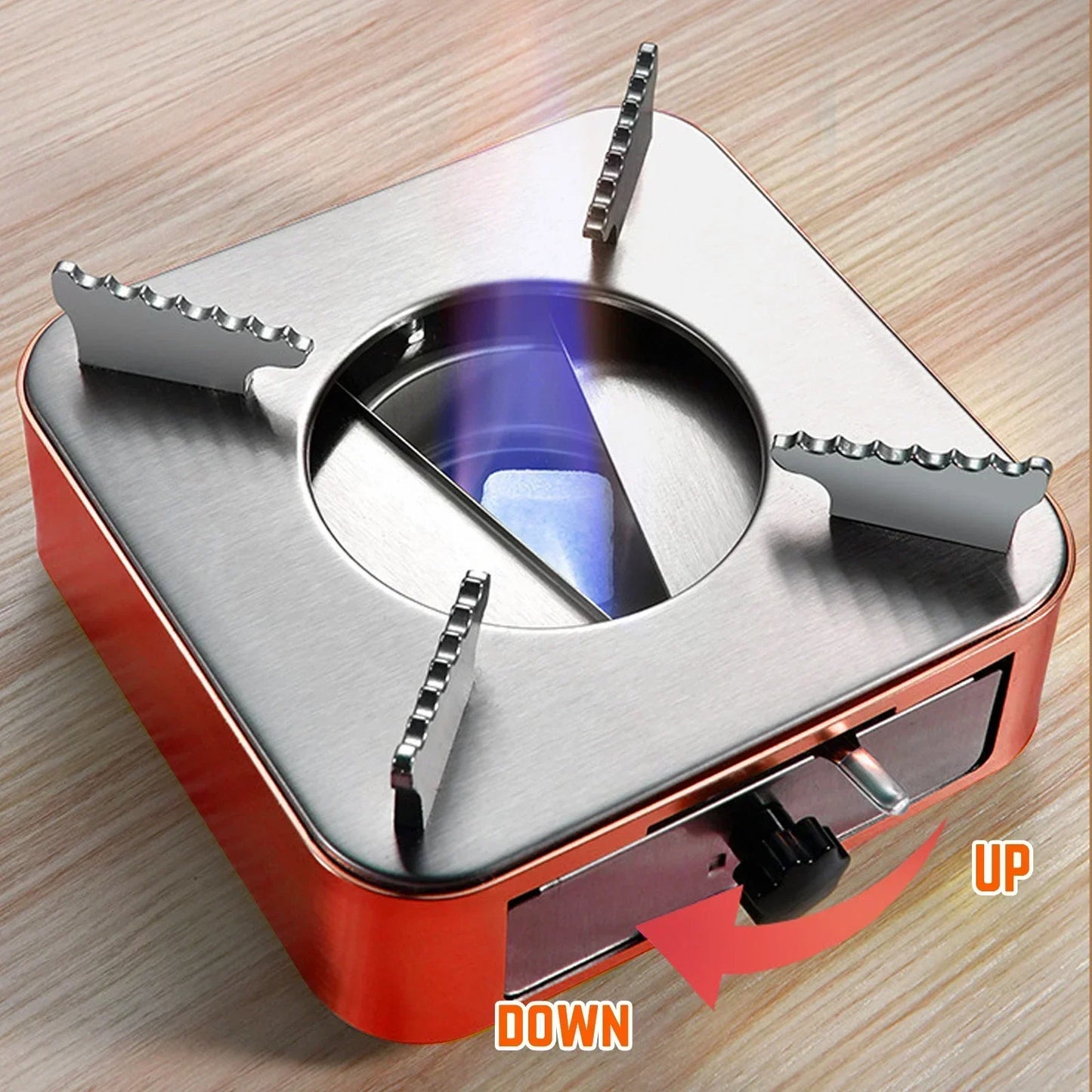 Stainless Steel Portable Alcohol Camping Stove with Adjustable Firepower and Drawer For Outdoor Barbecue