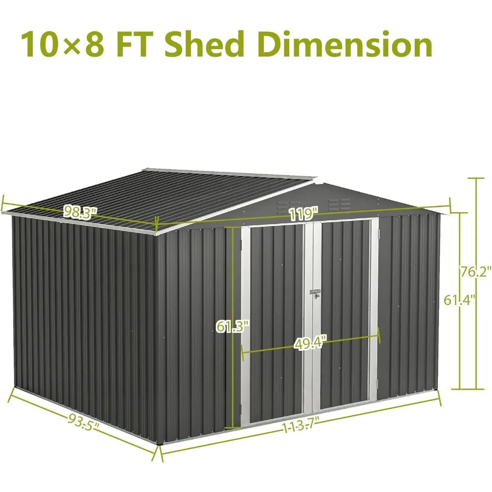 Prefabricated Outdoor Metal Garden Shed  8x10FT