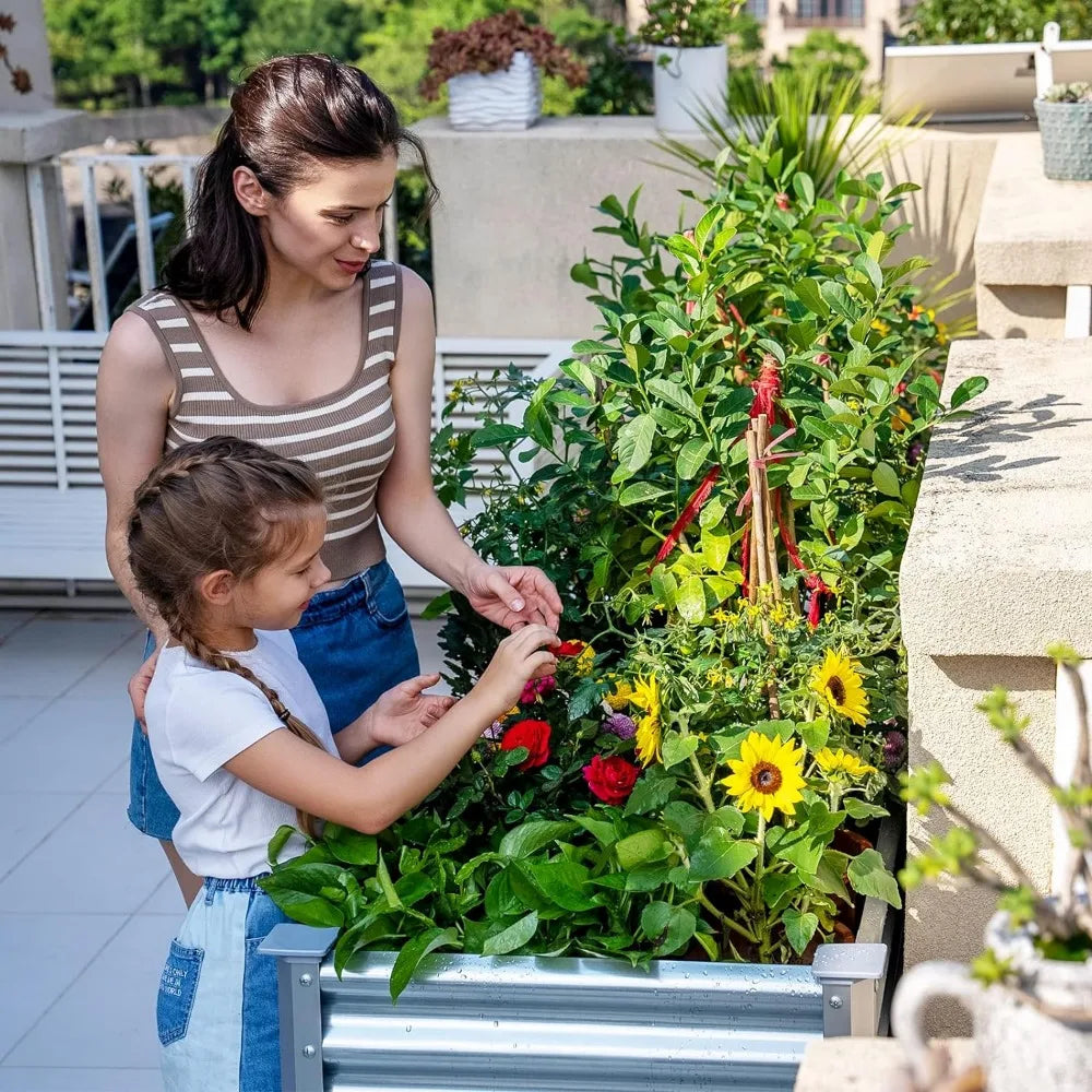 Galvanized Raised Garden Bed with Legs, 48×24×32in with Drainage Holes