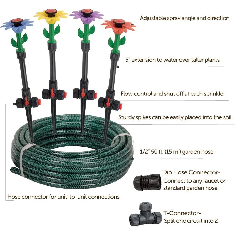 Above-Ground 50 Ft Garden Hose and Sprinkler System