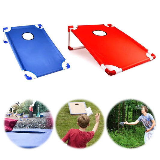 Portable Cornhole Set with 3 Red 3 Blue Bags Outdoor Toss Game