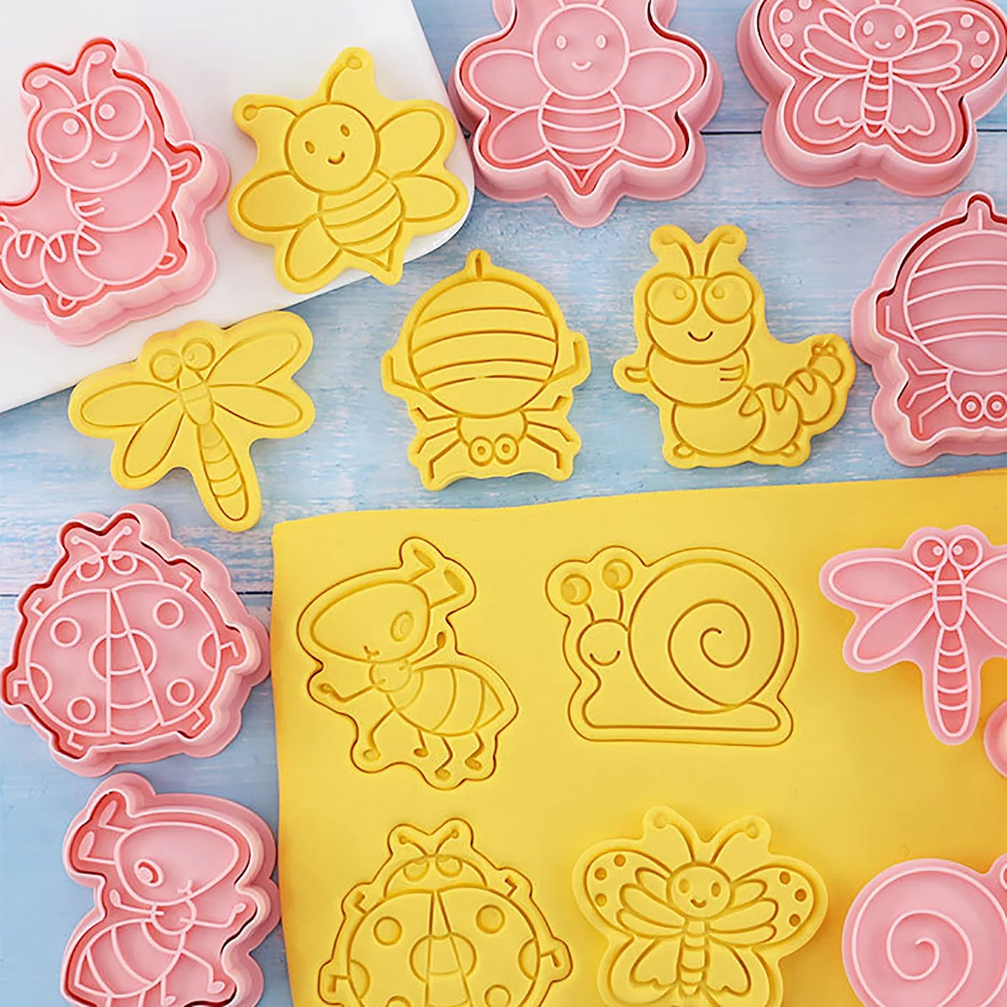 8Pcs 3D Cute Insect Cookie Cutter, Chocolate Press, Stamp Mold For Kids