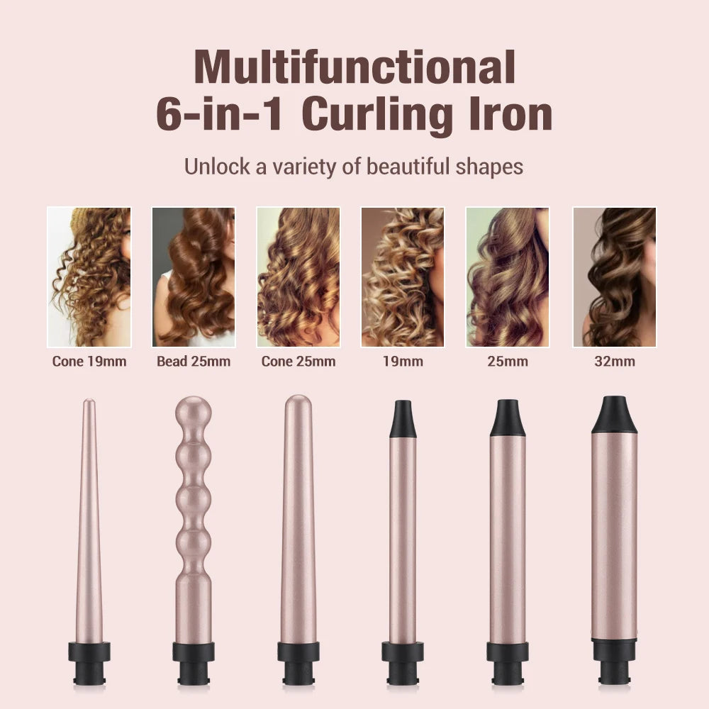 6 In 1 Electric Fast Heating Long-lasting Professional Hair Curler 9-32mm