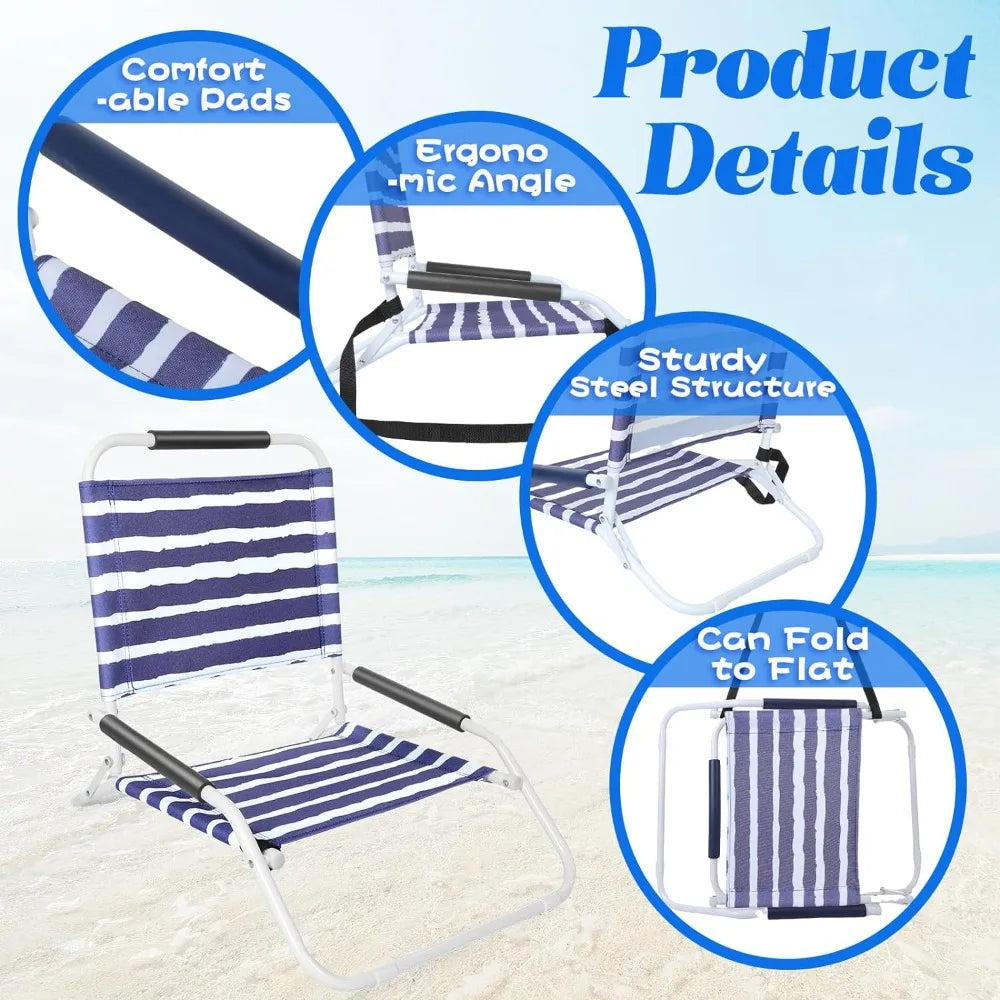 4-piece foldable beach chair with shoulder straps