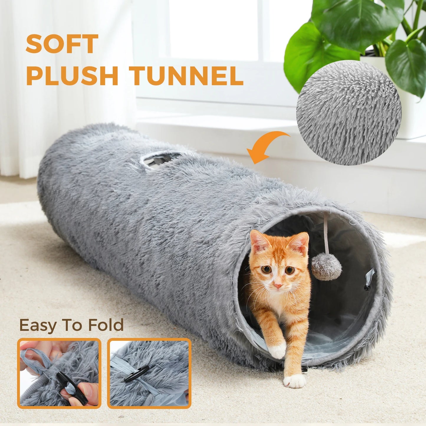 Large Collapsible Cat Tunnel, 44.9 Inch Long, 9.8 Inch Diameter