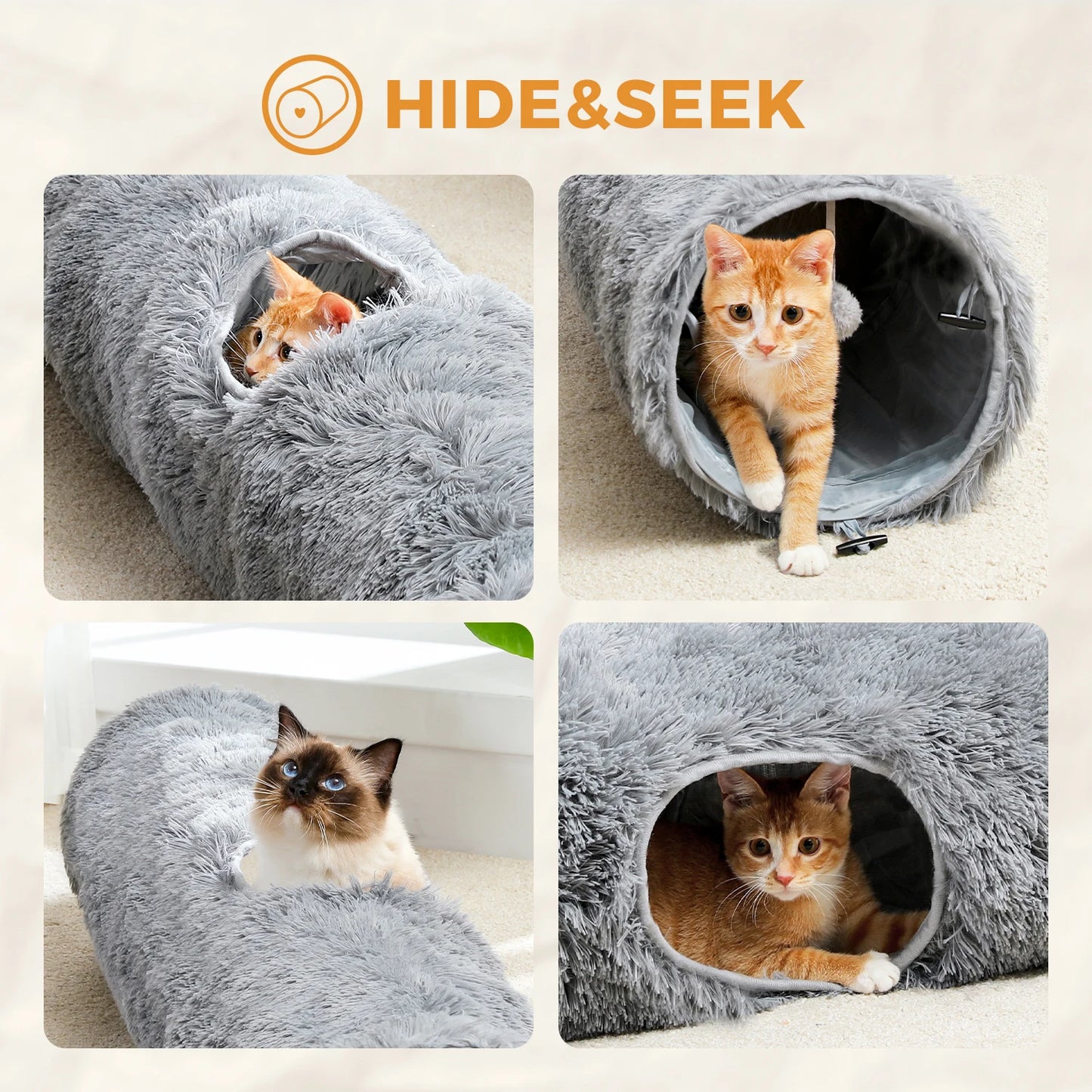 Large Collapsible Cat Tunnel, 44.9 Inch Long, 9.8 Inch Diameter