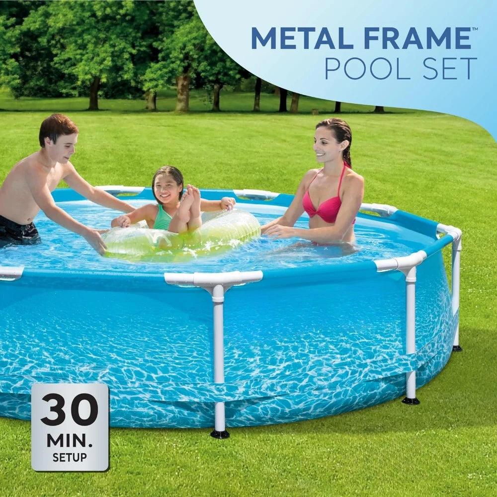 10 Ft x 30 Inch Steel Frame Above Ground Swimming Pool with Filter Pump