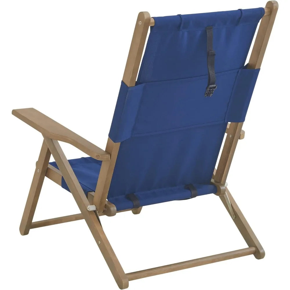 Weather-Resistant Wood Folding Chairs With Carry Straps and Reclining Seat