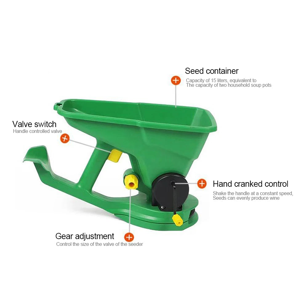 Manual Garden Seed Spreader 1.5L Capacity with 5 Gears Adjustable