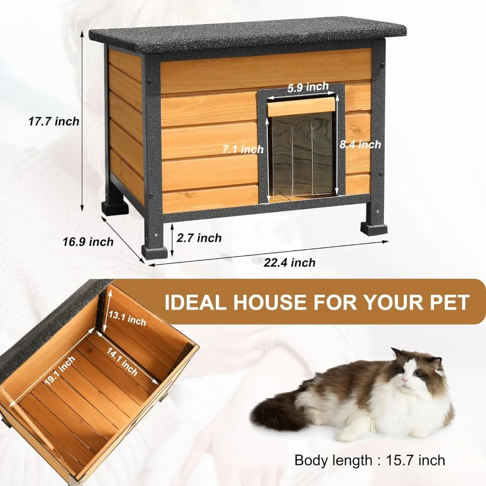 Indoor and Outdoor Wooden Cat House Rainproof