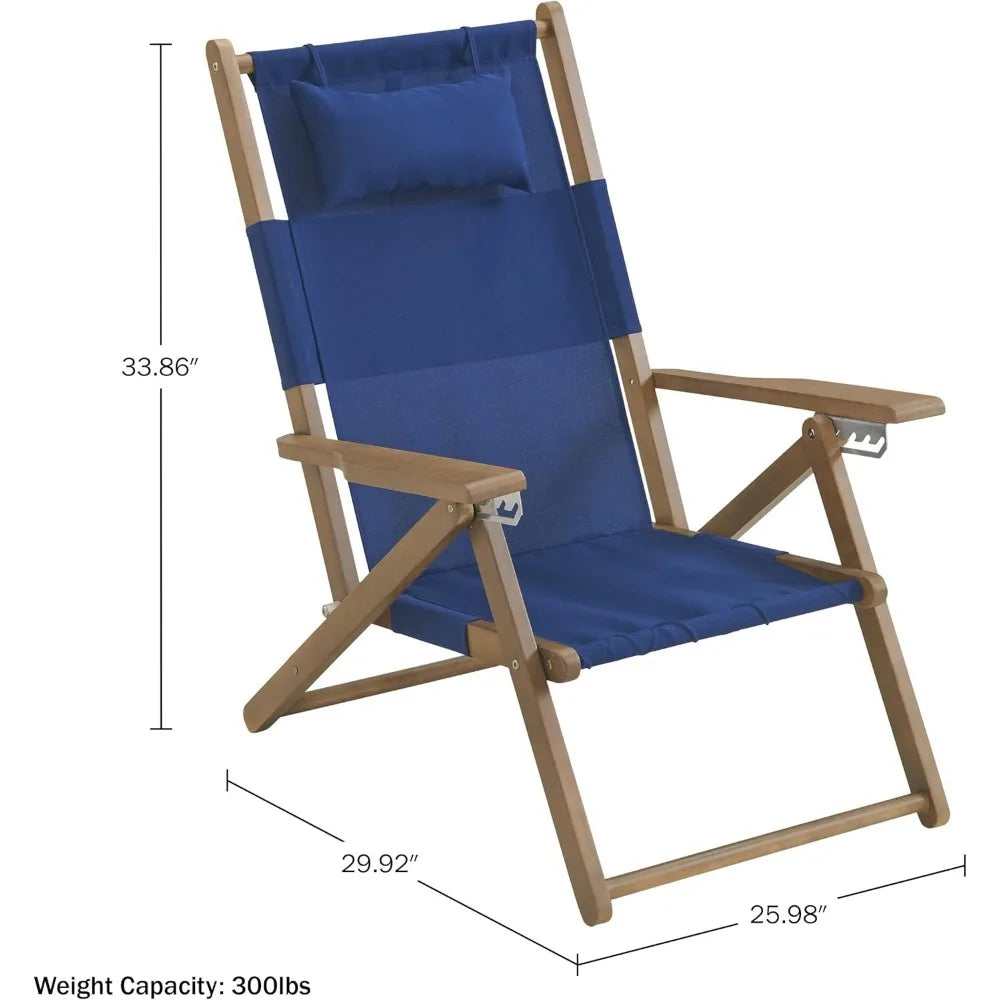 Weather-Resistant Wood Folding Chairs With Carry Straps and Reclining Seat