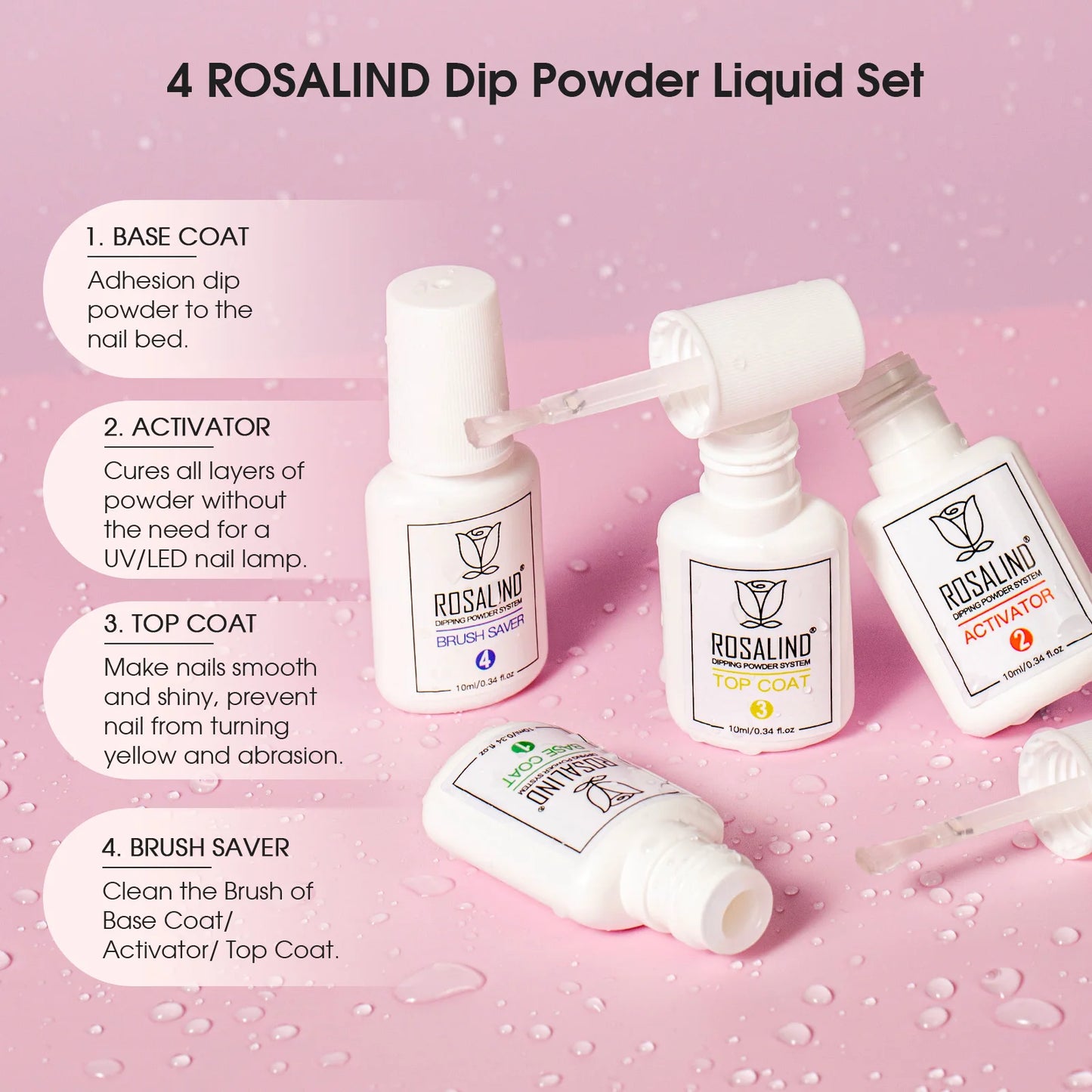 13PCS Dip Nail Powder Starter Kit,6 Colors Clear Nude Pink Series