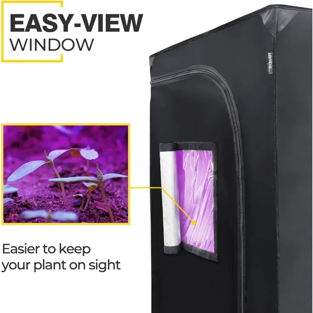 48"x24"x60" Hydroponic Grow Tent with Observation Window and Removable Floor Tray, 2 X 4 Ft