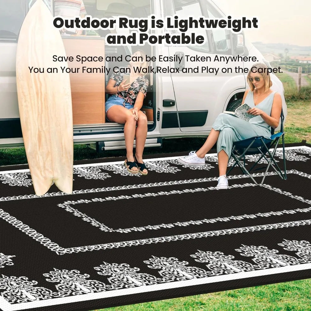 Large Waterproof Area Rugs for Patio, Camping  Foldable Reversible Plastic Straw