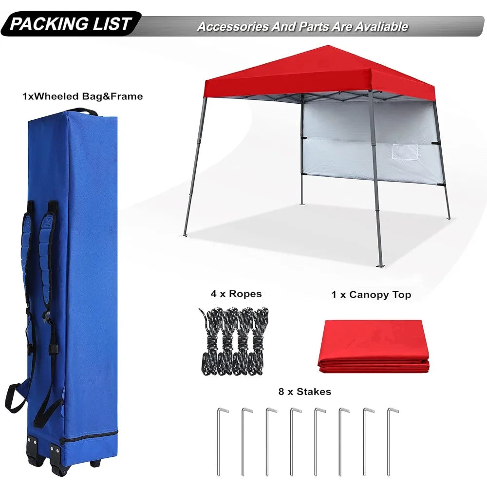 Outdoor Pop Up Canopy  With 1 Sun Wall Bonus Backpack Bag Stakes and Ropes