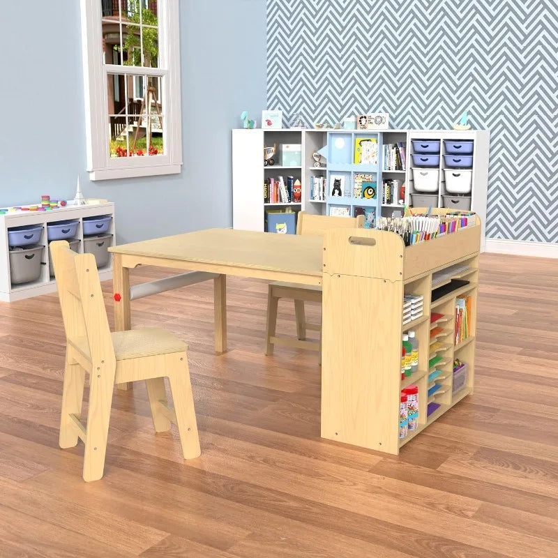 Kids Art Table and Chairs with Large Storage, Portable Art Supply Organizer for Children Ages 8-12