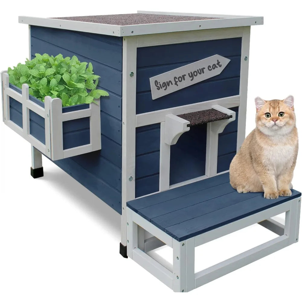 Rainproof Outdoor Cat Shelter With Escape Door