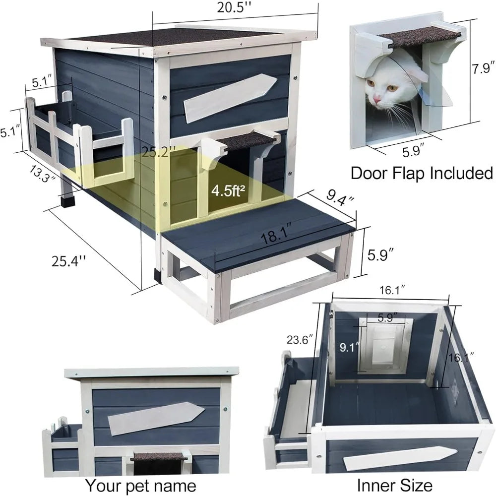 Rainproof Outdoor Cat Shelter With Escape Door