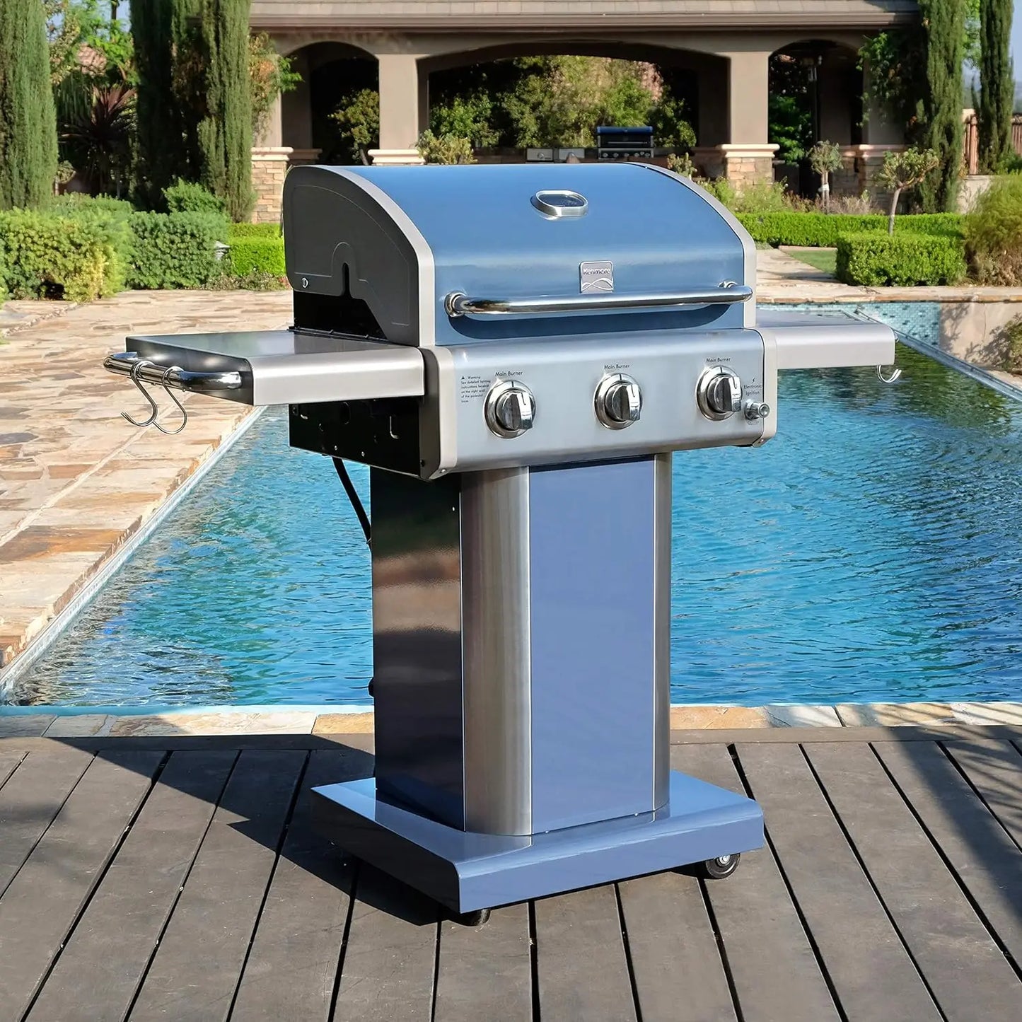 3-Burner Outdoor BBQ Grill | Propane with Folding Sides