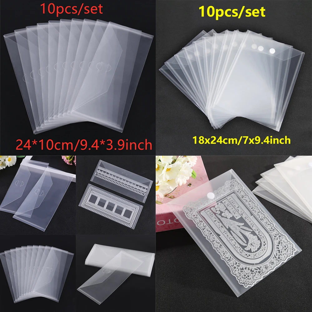 10~20Pcs/Set 24x10cm Portable Storage Bag for stamps and dies Clear Silicone