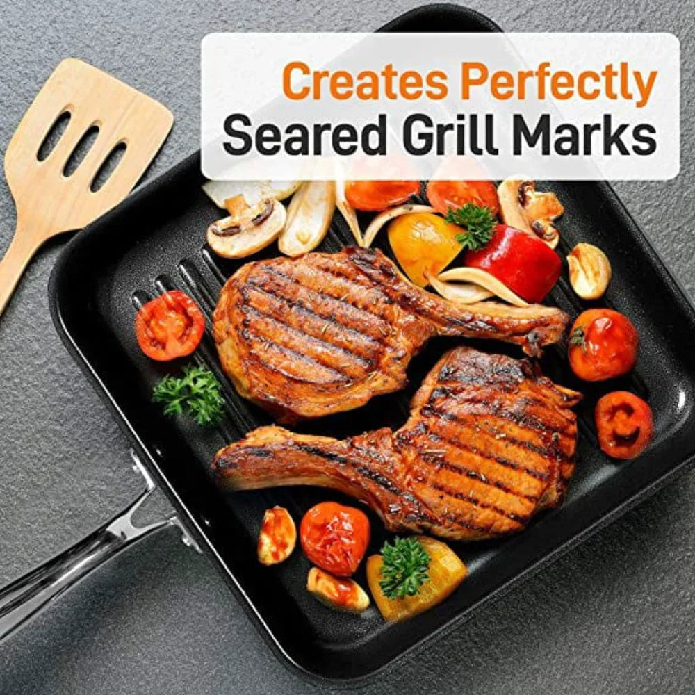 Nonstick Stove Top Hard Anodized Nonstick Grill & Griddle Pan