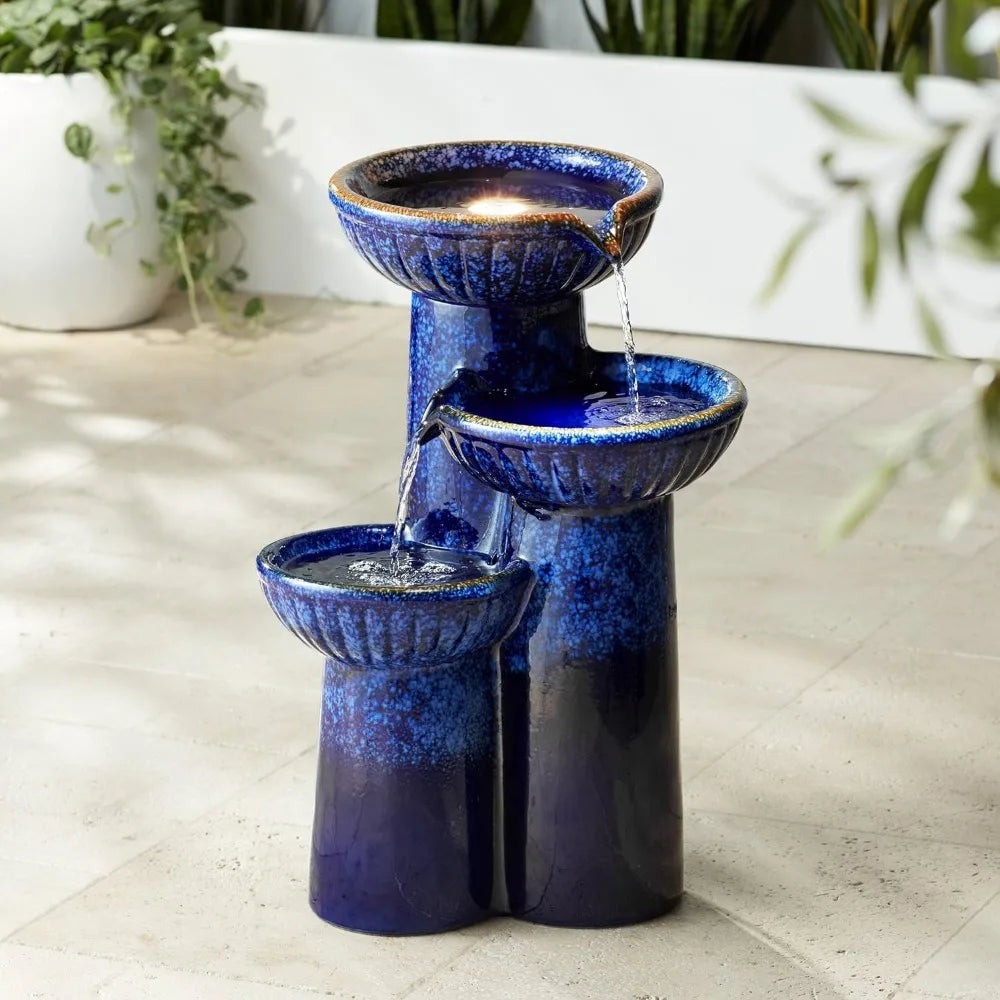 3 Bowl Outdoor Water Fountain for Garden Backyard Deck