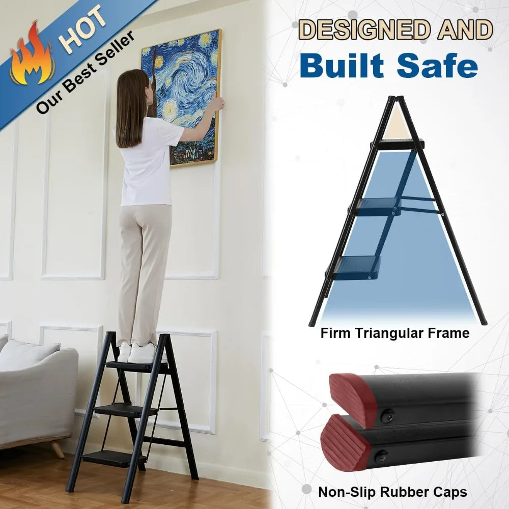 3 Step Folding Step Ladder, 330 Lbs