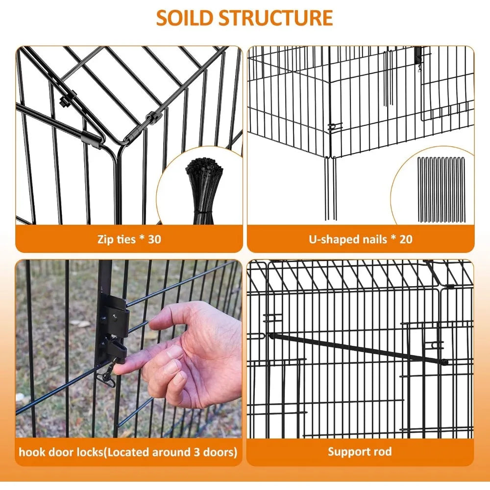 Metal Chicken Coop 86"×40"×39" Covered