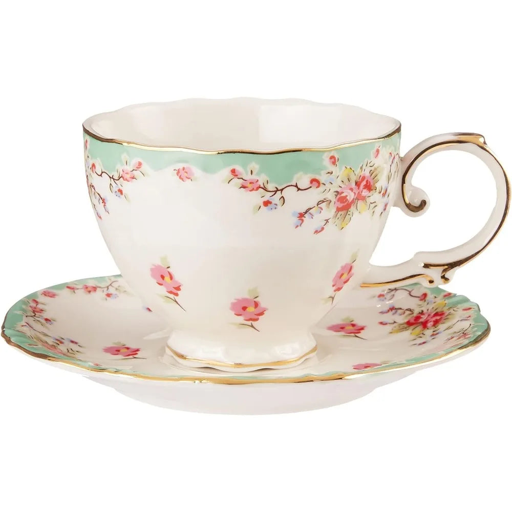 11-piece Porcelain Hibiscus Porcelain Tea Set