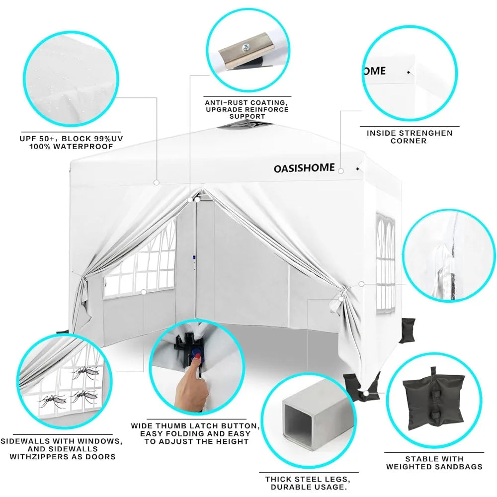 Instant Portable Canopy 10'x10'  With 4 Sidewalls Wheeled Bag