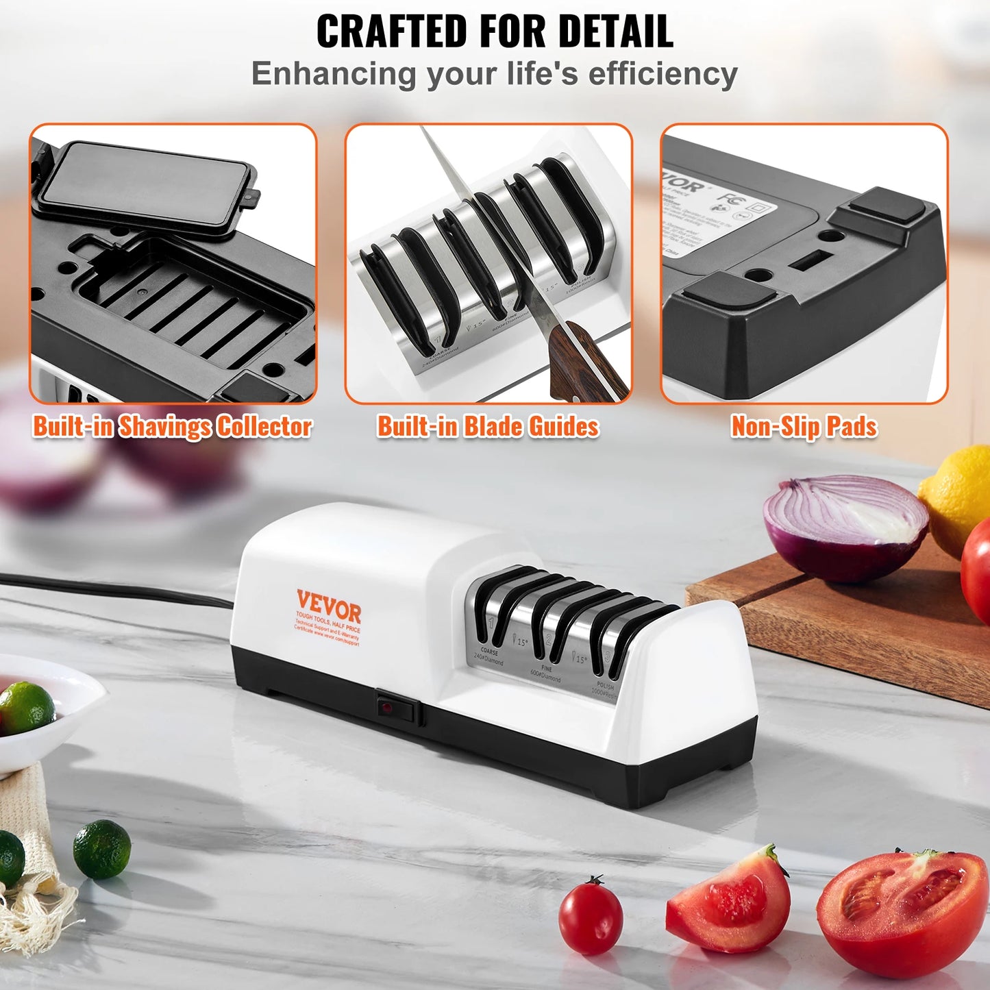 Electric Kitchen Knife Sharpener 3 Stages  for Quick Sharpening & Polishing  Professional